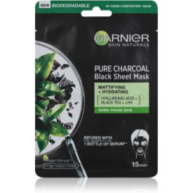 Obrázok GARNIER Skin Naturals Pure Charcoal Black Tissue Mask s extraktem z černého čaje 28 g (3600542097239)