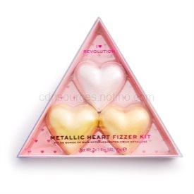 Obrázok I Heart Revolution Fizzer Kit Mettalic Heart farebné šumivé tablety do kúpeľa 120 g