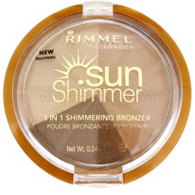 Obrázok Rimmel Sun Shimmer 3 in 1 Shimmering Bonzer trblietavý bronzujúcí púder odtieň 002 Bronze Goddess  9,9 g