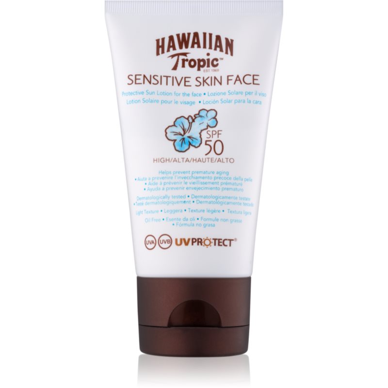 Hawaiian Tropic Sensitive Skin Face, naptej az egész arcra SPF 50